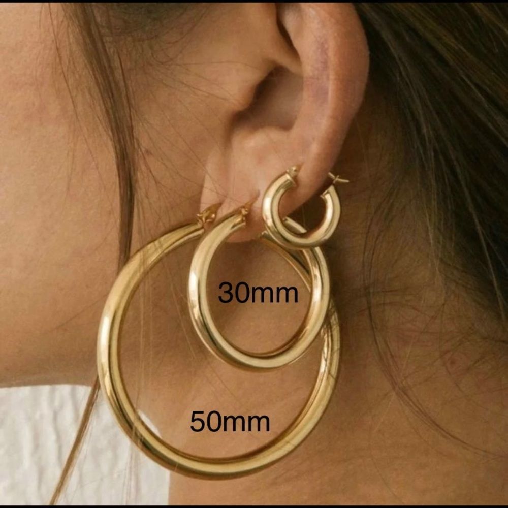 Thick Gold Chunky Hoop Earrings